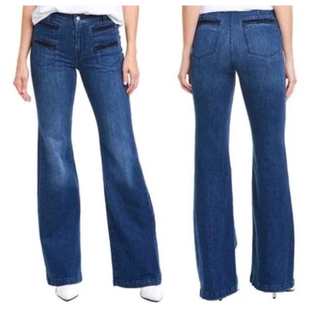 7 For all Mankind 70s Flare Dark Blue Jeans 26 Actual 28x34 Welt Pocket Y2k Vtg